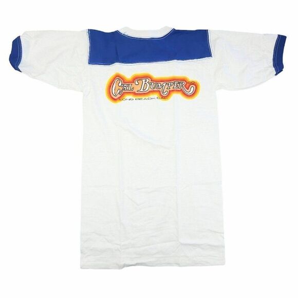 Vintage Cal Bumper T Shirt Mens Size Small Blue 80s Ringer Tee Made In USA NEW - Picture 1 of 7